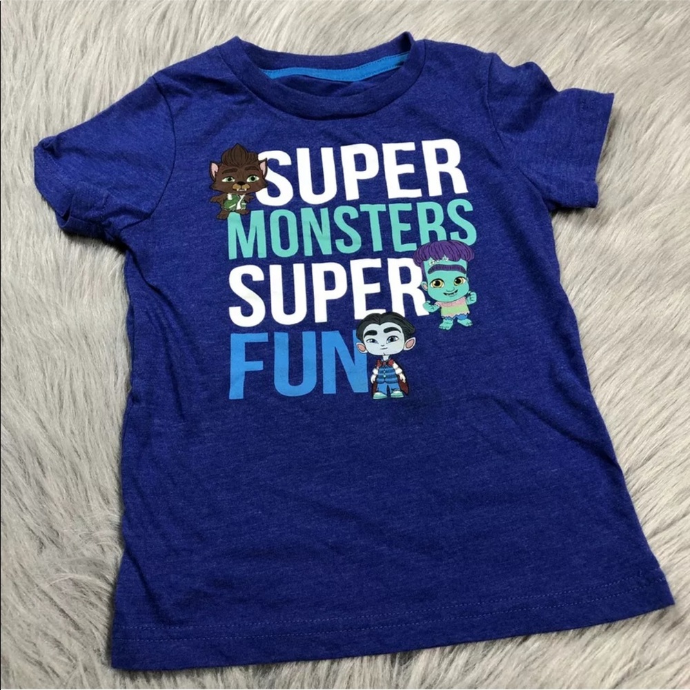 Toddler Boys Blue Super Monsters T Shirt 2T